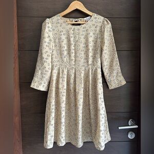 ModCloth Alice Moon Taupe Cat Print Dress S